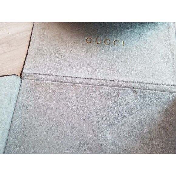 Gucci Sunglass Case Foldable Brown Logo Grey Felt Inside Case Only No Cloth New - Picture 4 of 8